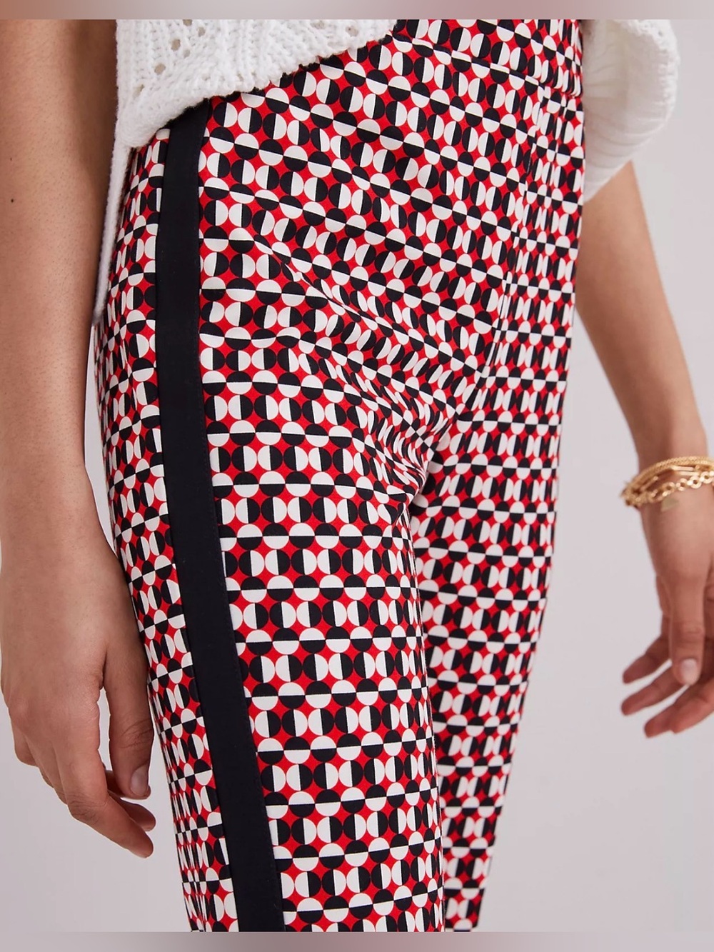 Maeve Anthropologie Red Black and White Bootcut Pull On Trouser Size S - Picture 2 of 10